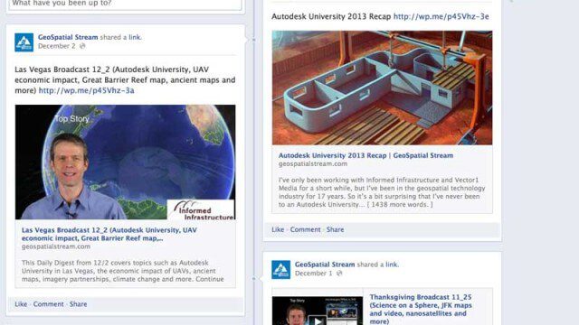 GeoSpatial Stream Adds Facebook Page